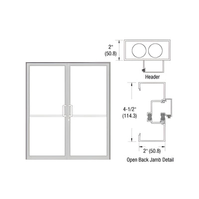 CRL-U.S. Aluminum Clear Anodized Class 1 Thermally Improved Up and Over Frame for a Pair of Doors Prepped for Butt Hinges and Overhead Concealed Door Closers
