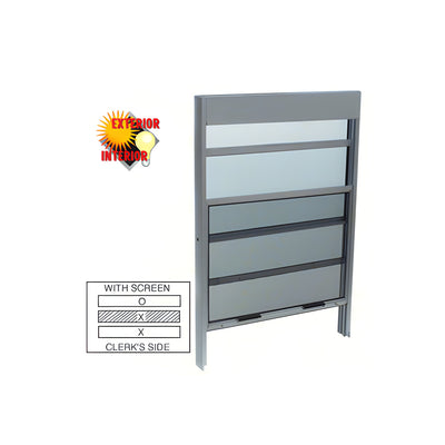 CRL Satin Anodized Vertical Sliding Service Windows with Sash Balances and 1/4" Glass with Screen