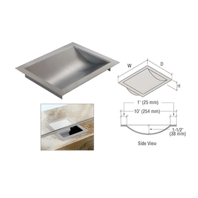 CRL Brushed Stainless Steel 12" Wide x 10" Deep x 1-9/16" High Standard Drop-In Deal Tray