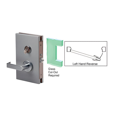 CRL Brushed Stainless 6" x 10" LHR Center Lock With Deadlatch in Storeroom Function