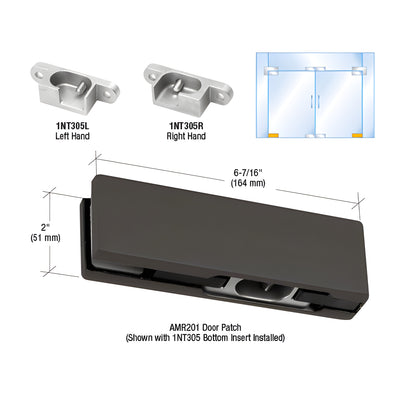 CRL Black Bronze Anodized LH North American Bottom Door Patch Fitting