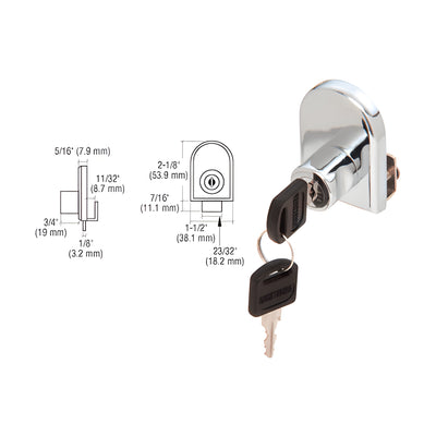 CRL Chrome Cabinet Lock for Hinged Glass Door - Randomly Keyed