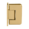 A side profile view of the satin brass Pinnacle 037 series wall mount hinge.