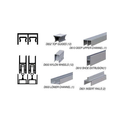 CRL Satin Anodized Deluxe Track Assembly D613 Upper and D601 Rail with Nylon Wheels