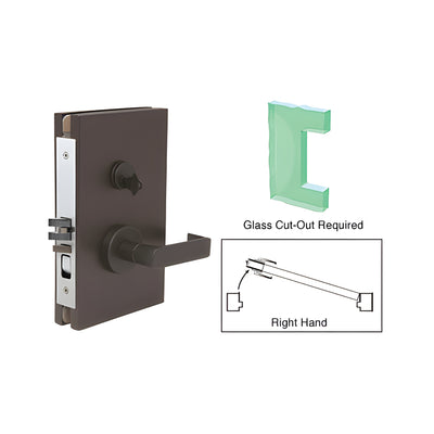 CRL Dark Bronze 6" x 10" RH Center Lock with Deadlatch in Office Function