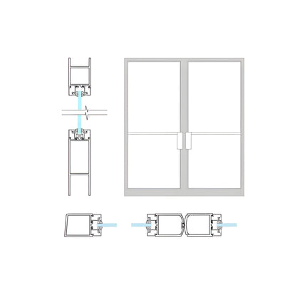CRL-U.S. Aluminum Double Doors Narrow Stile NOA 72" x 84" Non Impact Offset Pivoted Door Bronze Black Anodized