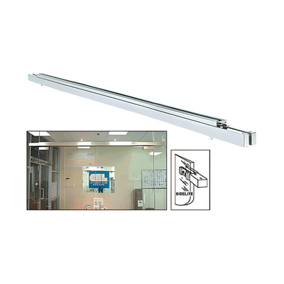 CRL Satin Anodized Double Narrow Floating Header with Surface Mounted Top Pivots - Custom Length
