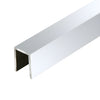 A close-up view of the polished stainless steel U-shaped cap railing profile.