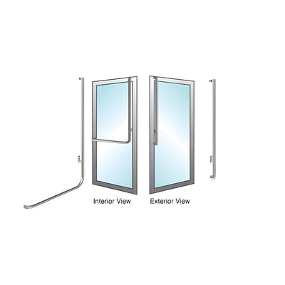 CRL-Blumcraft® Brushed Stainless Right Hand Reverse Aluminum Door Mount "J" Exterior Top Securing Dummy Handle