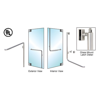 CRL-Blumcraft® Brushed Stainless Left Hand Reverse Glass Mount Keyed Access 'C' Exterior, Top Securing Panic Handle