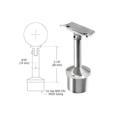 CRL Polished Stainless Post Mounted Adjustable Radius Saddle Hand Rail Support