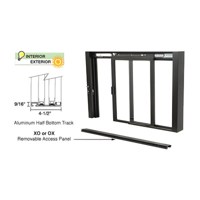 CRL Duranodic Bronze Self-Closing Deluxe Sliding Service Windows with Aluminum Half Bottom Track
