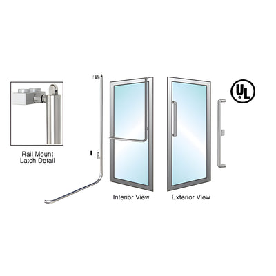 CRL-Blumcraft® Brushed Stainless Right Hand Reverse Aluminum Door Mount Retainer Plate "X" Exterior, Top Securing Panic Handle