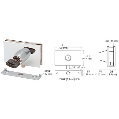 CRL Chrome Square Plunger Lock with Strike - Randomly Keyed