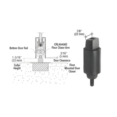 CRL Floor Mounted Closer 1-5/16" Collar Height Tapered Type Spindle