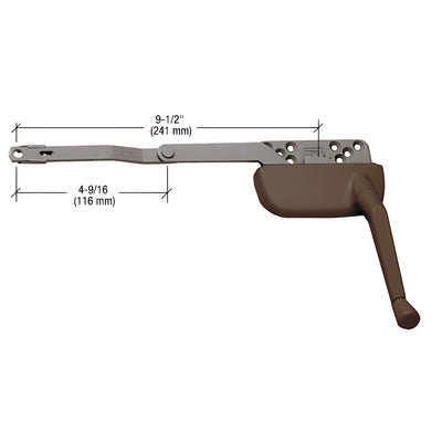CRL Bronze 9-1/2" Left Hand Single Arm Ellipse Surface Mount Dyad Casement Operator