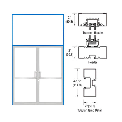 CRL-U.S. Aluminum Custom KYNAR® Paint Custom Size Series 451 Tubular Butt Hinge Transom Frame Complete (2FT)