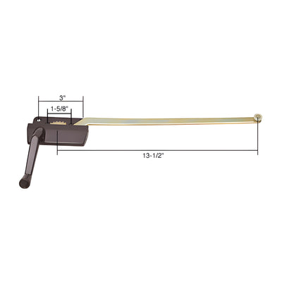 CRL Bronze 13-1/2" Left Hand Casement Window Operator 1-5/8" and 3" Screw Holes