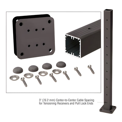 CRL Matte Bronze 42" Tall Cable Post Kit Prepped for Flip-Toggle End