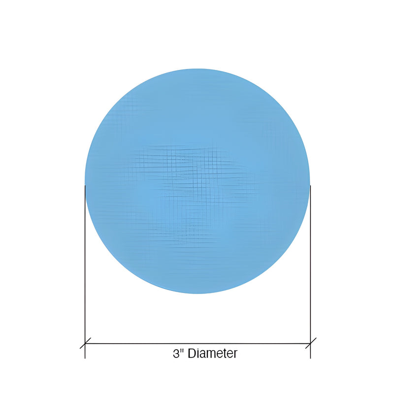 A light blue 3-inch diameter 3M Trizact A10 PSA polishing disc is shown with a dimension line indicating its size.