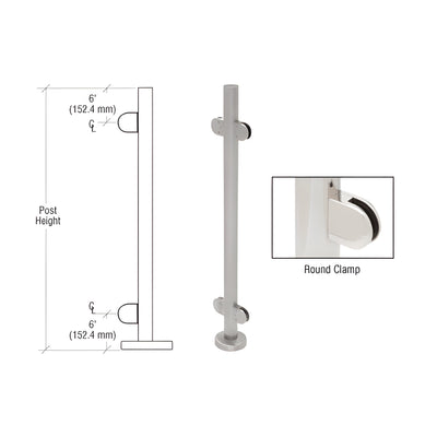 CRL Brushed Stainless 42" Steel Round Glass Clamp 180 Degree Center Post Railing Kit