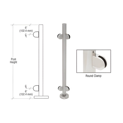 CRL Brushed Stainless 42" Steel Round Glass Clamp 135 Degree Center Post Railing Kit