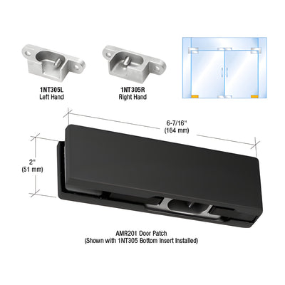 CRL Matte Black LH European Bottom Door Patch Fitting