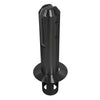 A matte black round core mount friction fit spigot made of stainless steel.