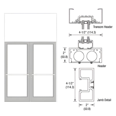 CRL-U.S. Aluminum White KYNAR® Paint 76" x 126" Series DF800 Tubular Center Hung Transom Frame Complete (2FT)