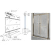 Technical diagram showing the assembly of a glass entry door with a floor closer and adjustable top pivot.