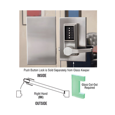 CRL Brushed Stainless 6" x 10" RH Center Push Button Lock With Housing