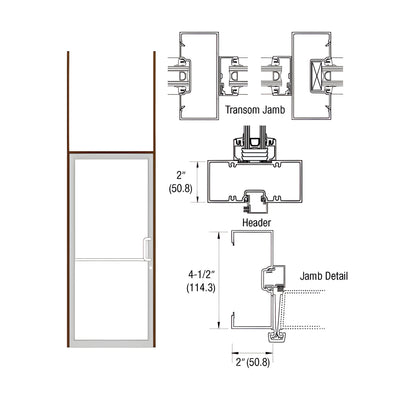 CRL-U.S. Aluminum Dark Bronze/Black Anodized Class 1 40" x 126" 451 Series Right Hand Open Back Butt Hinge Transom Frame Complete (1FT)