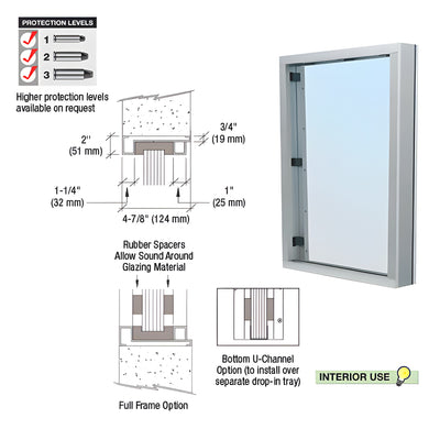 CRL Brushed Stainless Steel Frame Interior Glazed Vision Window