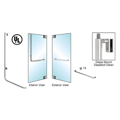 CRL-Blumcraft® Brushed Stainless Left Hand Glass Mount Cylinder Outside, Thumbturn Inside "A" Exterior Top Securing Deadbolt Handle