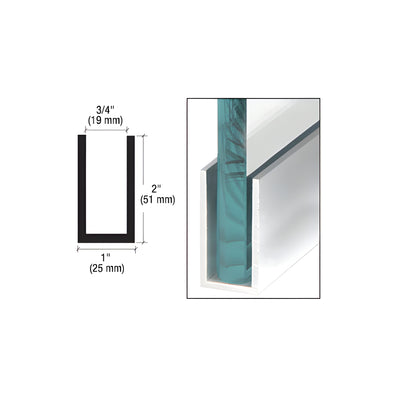 CRL Brite Brushed Anodized Wet / Dry Glaze 2" Deep U-Channel 120" Stock Length