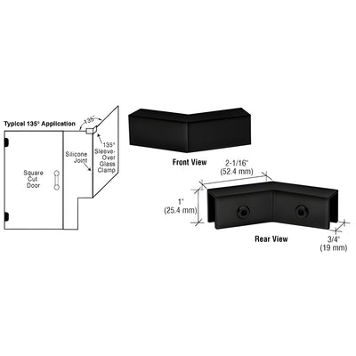 CRL Matte Black 135 Degree "Sleeve Over" Glass Clamp