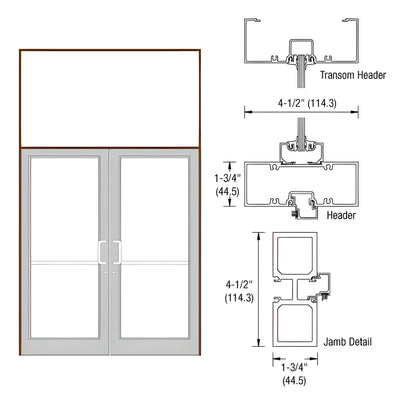 CRL Dark Bronze/Black Anodized Class 1 75-1/2" x 126" Series DF800 Tubular Offset Pivot Transom Frame Complete (2FT)