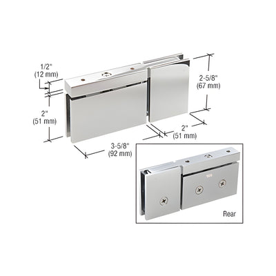 CRL Polished Chrome Cardiff Top or Bottom Mount Pivot with Attached U-Clamp Hinge