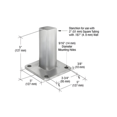 CRL P1 316 Series Post Surface Mount Stanchion