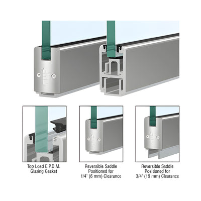CRL Satin Anodized 2-5/16" x 240" Length Low Profile Sidelite Rail With Saddle
