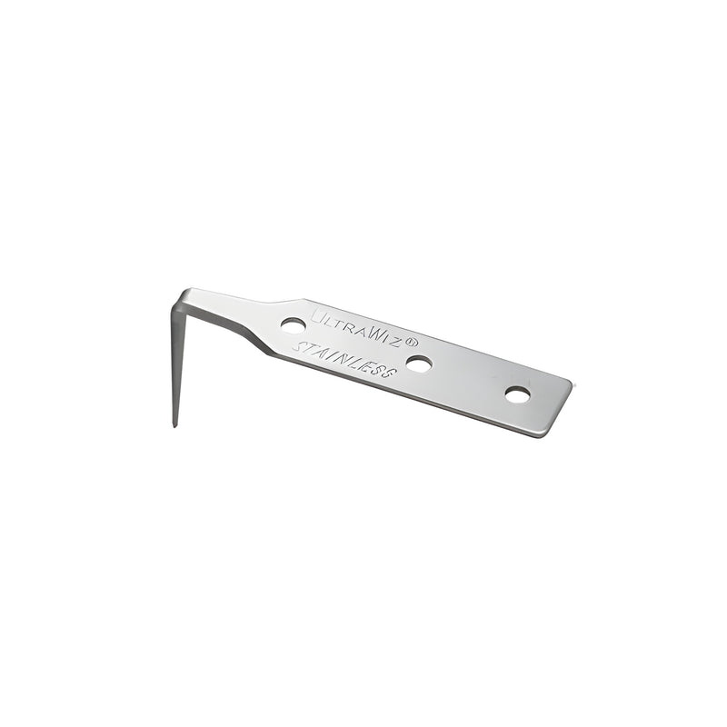 A single UltraWiz stainless steel cold knife blade featuring a 1-1/2 inch length and three mounting holes.