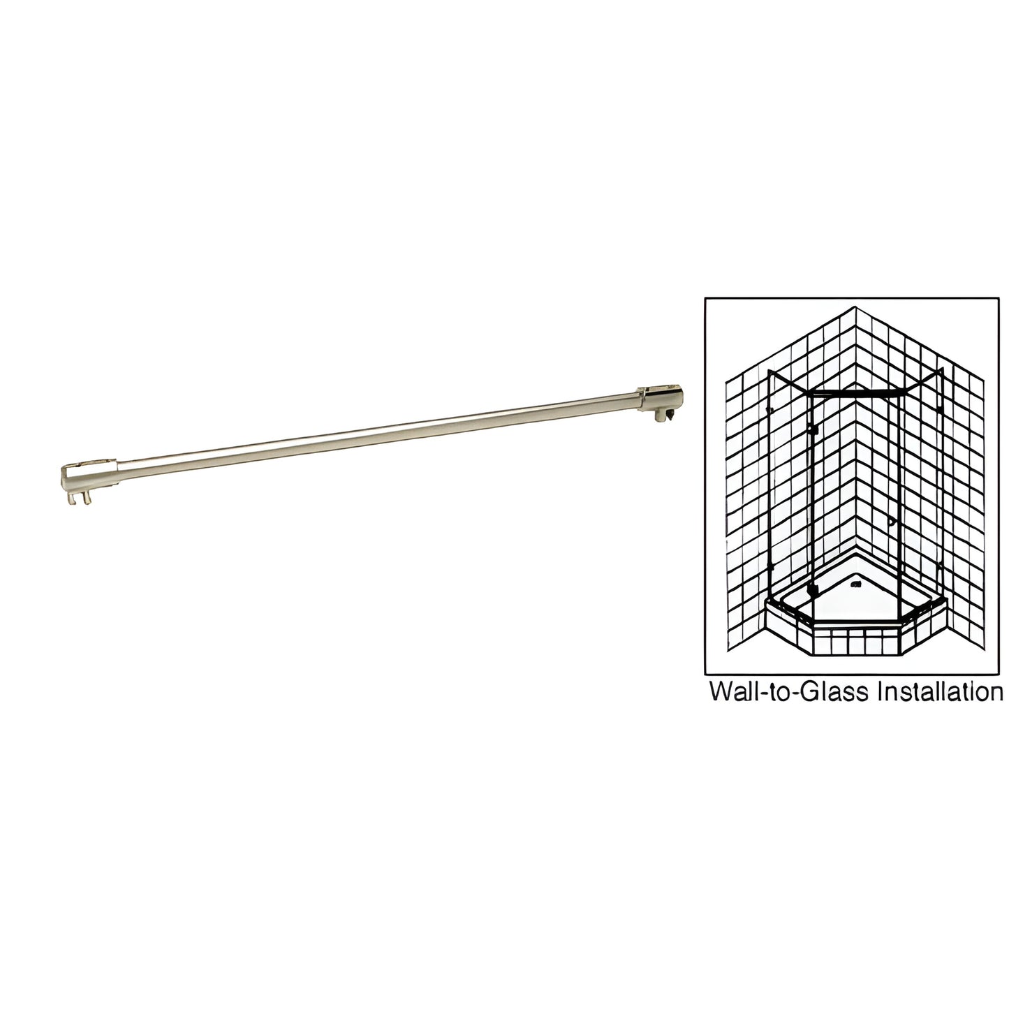 CRL 39" Brushed Nickel Sleeve-Over Shower Glass Support Bar 3/8–1/2"
