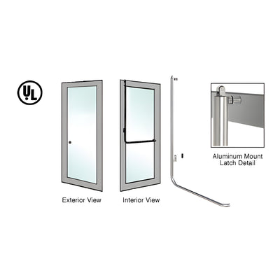 CRL-Blumcraft® Brushed Stainless Left Hand Reverse Aluminum Door Mount Retainer Plate "Z" Exterior, Top Securing Panic Handle