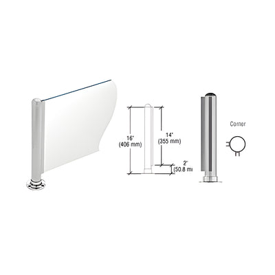 CRL Brushed Stainless 16" Round PP03 Elegant Series Counter/Partition Corner Post With Air Space