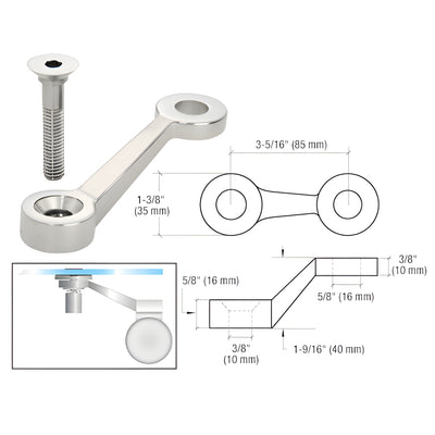 CRL Polished Stainless Single Long Arm Post Mount Spider Fitting