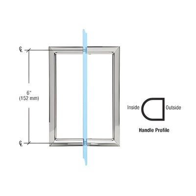 CRL 6" Polished Chrome RM Series Flat Outside Surface/Round Tubing Inside Back-to-Back Pull Handle