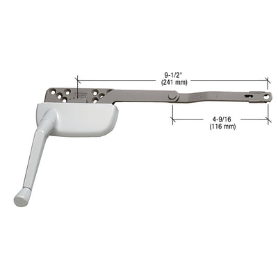 CRL White 9-1/2" Right Hand Single Arm Ellipse Surface Mount Dyad Casement Operator
