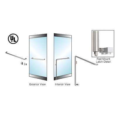 CRL-Blumcraft® Brushed Stainless Left Hand Reverse Rail Mount Keyed Access "A" Exterior Bottom Securing Panic Handle for 5/8" Glass