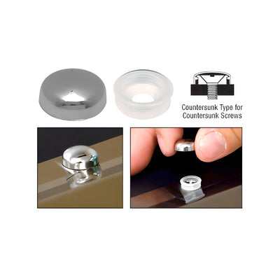 CRL Chrome Countersunk Small Snap Cap Screw Covers