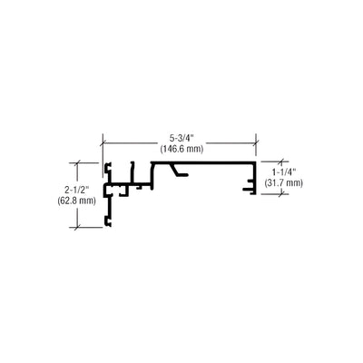 CRL-U.S. Aluminum 6" Horizontal Mullion for 1/4" Transition Glazing, Dark Bronze/Black Anodized Class 1 - 24'-2"